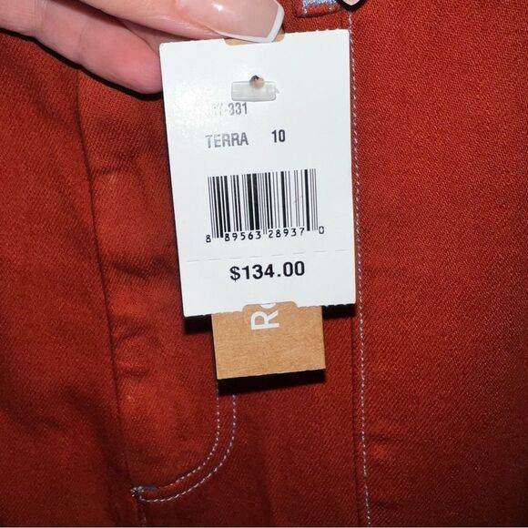 Roller Rabbit Elle Twill Wide Leg High Rise Cropped Pants Terra Cotta 10 NWT - Picture 11 of 16